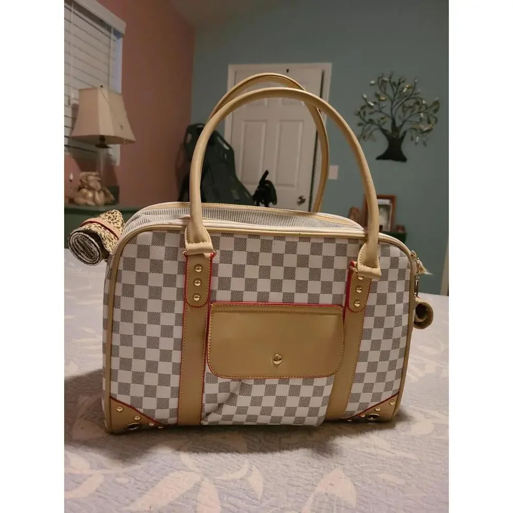 Pet Carrier Checkered Airline Approved